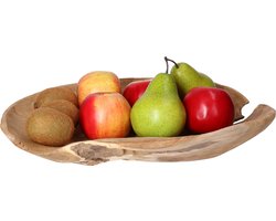 Tafel decoratie schaal teak hout 37 cm - Woondecoratie/tafeldecoratie schalen
