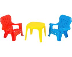 Tafel en 2 kunststof stoelen set voor kinderen – Perfect voor snacks, tekeningen en spelletjes, eenvoudig te reinigen en zonder montage
