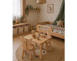 Tafel en twee stoelen - Vlinder - Naturel