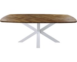 Tafel Fishbone Danish - 260x110x76 - Naturel/wit - Eiken/metaal
