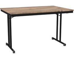 Tafel - Inklapbare tafel - Povag - 75x120x80 - Zwart onderstel - Atlantisch dennen blad - Kantinetafel, kantoortafel of universele tafel - KTP.102.02