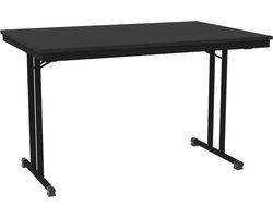 Tafel - Inklapbare tafel - Povag - 75x120x80 - Zwart onderstel - Zwart blad - Kantinetafel, kantoortafel of universele tafel - KTP.102.02