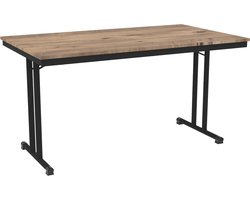 Tafel - Inklapbare tafel - Povag - 75x140x80 - Zwart onderstel - Atlantisch dennen blad - Kantinetafel, kantoortafel of universele tafel - KTP.103.02