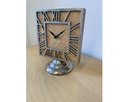 TAFEL KLOK IN HOUT EN METAAL == INDUSTRIEEL DESIGN ==
