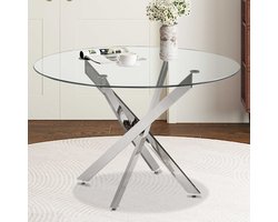 Tafel 'Lasi' 120 cm Rond Glas, Poten Chroom