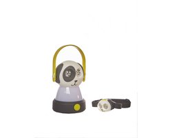 Tafel, loop en hoofdlamp hond