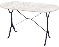 Tafel - Marmer - Wit - Ovaal - 120x60x71 cm - Gietijzer