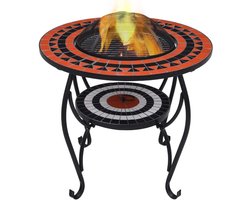 Tafel met vuurkorf - Buitenhaard grill - Terras verwarmen - Mozaïek keramiek - 68 x 68 x 60 cm