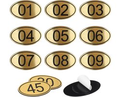 Tafel Nummers Sets - Gouden Ovalen Tags - Restaurant Indeling - Zelfklevende Tape - 5x3cm 100 Stuks - Goud