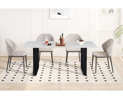 Tafel 'Poseidon' 180 cm Rechthoekig Glanzend Steen Wit