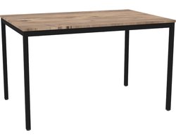 Tafel - Povag - 75x120x80 - Zwart onderstel - Atlantisch dennen blad - Kantinetafel, kantoortafel of universele tafel