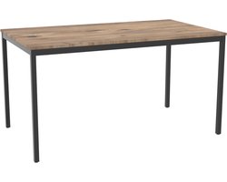Tafel - Povag - 75x140x80 - Zwart onderstel - Atlantisch dennen blad - Kantinetafel, kantoortafel of universele tafel - KTP.103.01