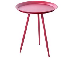 Tafel – Rood metalen bijzettafel – Stevig design – Opvallende kleur – Compact formaat 54 cm hoog – Rond met 44 cm diameter