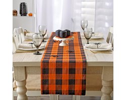 Tafel Runner - Tafelkleed Runner - Dineren Aankleden - Kleurvast Kreukvrij - 14x108 inch - Oranje Zwart