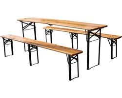 Tafel set inklapbaar- ROLIPO - tafel met banken set 3 delig - inklapbare tafel set hout - camping tafel set tuin feest set - bank set opvouwbaar 220x50x78 cm