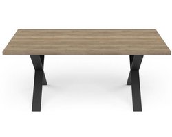 Tafel - STOUT - Rechthoekig - Halifax melamine decor - Matzwarte X-vormige poot - 6 plaatsen - 180 x 90 cm - DEMEYERE