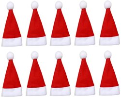 Tafel Textiel - 36 Mini Kerstmutsen - Kerstmanmutsen - Vork- en mesbeschermers - Geschikt voor kerstfeestjes - Tafeldecoraties / Kerstboomdecoraties Wijn / Flessen / Serviessets / Poppen en andere feestdecoraties - Rood
