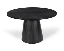 Tafel 'Tommy' 130 cm Rond Mango Hout Zwart