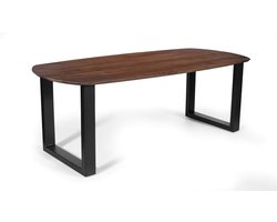 Tafel 'Tommy' 220x100 cm Deens Ovaal U-Poot Mango Hout Bruin