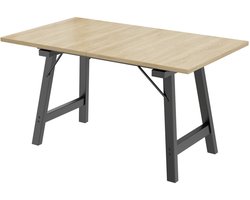 Tafel uitschuifbare tafel eettafel salontafel multifunctionele tafel met imitatiehouten tafelblad stevig metalen onderstel modern en eenvoudig design geschikt voor 4-6 personen 140/180x80x75 cm Houtkleur