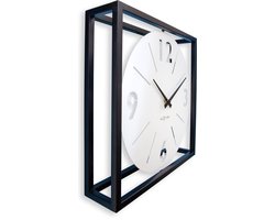 Tafel-/Wandklok 40x40x9,5cm - Stil - Zwart/Wit - Metaal - NeXtime 'Time Frame'