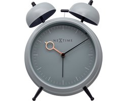 Tafel Wekker 15x18x7cm - Stil - licht functie - blue grijs - metaal - NeXtime Golden Hour