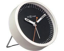 Tafel Wekker 9x9x7.5 cm - Stil - Wit/Zwart - Metaal - NeXtime Small