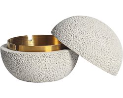 Tafelafvalbak met Deksel - Mini Prullenbak Beton - Bureau Organisatie - Beton en Metaal - 125 x 108 cm - Wit