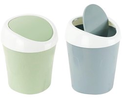 Tafelafvalbakje - Mini Prullenbak Met Deksel - Geurafdichtend Hygiënisch - 2 Stuks - Bureau