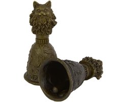 Tafelbel - Kattenkop - Bronzen sculptuur - 9,8 cm hoog