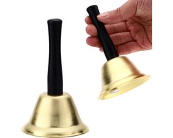 Tafelbel - metalen theebell - gouden handbel met houten handvat - servicebel waarschuwing - kerstman kostuumaccessoire