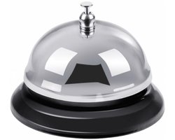 Tafelbel - Receptiebel - Servicebel - Met Heldere Klank - Verchroomde Receptiebel - Metaal - HxBxD ca. 5 × 8,5 × 8,5 cm - Voor Keuken, Restaurant, Hotels en Bars - Zilver