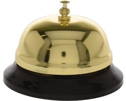 Tafelbel/receptiebel - goud - 9 cm - metaal - hotel bel - baliebel