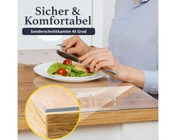 Tafelbescherming transparant - Glasheldere folie - Meubels beschermen - 2mm dik met comfortrand - 100x60 cm - Transparant