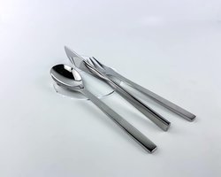 Tafelbestekstandaard van gekleurd plexiglas, 6-delige set, elegant cadeau-idee voor Mise En Place, ontworpen en vervaardigd in Italië (klein, transparant)