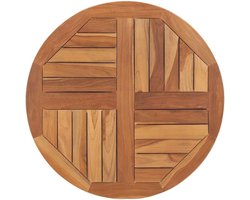 Tafelblad Rond - Houten Blad - Tafel Opknappen - Massief Teakhout - 70 cm Diameter - Natuurlijk Hout