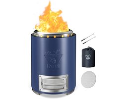 Tafelblad Vuurplaats voor Buiten en Terras - 24,7 x 18 cm - Campingfornuis met Vlamintensiteit Controle - Gevoed door Hout of Pellets