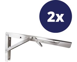 Tafelbladhouder - Inklapbaar - Rvs 316 - 300mm - 2 Stuks - Inklapbare plankdrager - Klapbare schapdragers