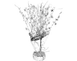 Tafeldecoratie met bladmotief 31 x 6 cm - zilver metaal - duurzame constructie - perfect voor kerst en feesten - ServiceTopper