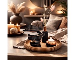 Tafeldecoratie Set met Vaas en Tray – Moderne Salontafel Decoratie – Inclusief Waxinelichthouder en Beeld – Rosegoud – 3D Geprint