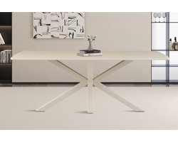 Tafel/Eettafel 'Noa' 180x90 cm in deens Ovaal Baroque Beige kleur - Grijs Voet