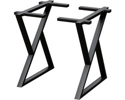 Tafelframes Metaal - Tafelonderstellen Bureauframe - Meubels Maken - Dubbel Driehoekig Design - 72 cm Hoog - Zwart