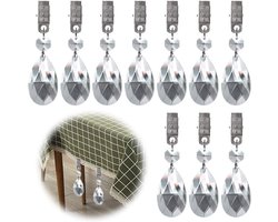 Tafelgewichtenset, 12 stuks metalen clip AB kristalglas traanvormig prisma hangende tafelgewichten voor picknicktafels, zware kwaliteit voor buiten (gaas)