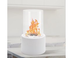 Tafelhaard met decoratieve stenen en blusstempel - Voor terrassen, balkon en woonkamer - Bio-ethanol - Outdoor gebruik