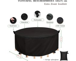Tafelhoes - 141 diameter x 75 cm - Beschermhoes Rond - Zwart - De Luxe