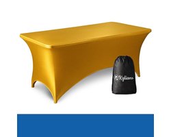 Tafelhoes Goud - 183 x 75 x 74 cm - voor Klaptafel / Buffettafel / Partytafel / Tuin Tafel / Campingtafel met Opbergzak - Luxe Extra Dikke Stretch Rok – Kras- en Kreukvrije Hoes