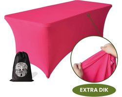 Tafelhoes Roze – 180-183 x 75 x 75 cm - 2 Jaar Garantie - Extra Dik – Luxe Stretch Hoes Voor Klaptafel, Buffettafel, Partytafel, Tuin- & Campingtafel – Kras- en Kreukvrije Tafel Hoes Rok met Opbergtas