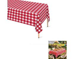 Tafelkleden -Rood geruit tafelkleed-tafelkleed-PEVA geruit Tafelkleed met Vlekbestendige Behandeling - Vierkant tafelkleed - Waterproof - binnen én buiten -137 x 274cm Red