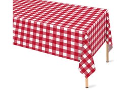 Tafelkleden - Tafellaken - PEVA - Rechthoekig tafelkleed - Waterafstotend - Binnen én buiten - Tafelzeil Picknick - Rood geruit tafelkleed-tafelkleed - Geschikt voor picknicks, kamperen en feesten - 137 x 274cm - Rood
