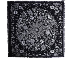 Tafelkleed 100%katon Altaarkleed Tarotkaarten Servetten Hekserijbenodigdheden Zwartgouden tafelkleed Vierkant altaar Paganistisch Spiritueel Hemels Dekkleed met franjes, Bloem, 36x36 inch